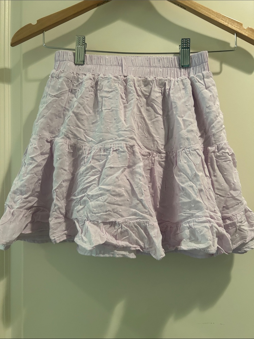 Forever 21 Embroidered Texture Tiered Lined  Ruffle Skirt Size S light lavender